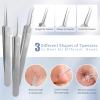 FEITA Blackhead Remover Comedone Extractor Tool, Face Black Head Needle & Curved Tip Acne Tweezers Kit with Metal Box, Facial Stainless Pimple Removal Tools Kit for Nose, Silver 8Pcs view 3