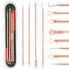 FEITA Blackhead Remover Pimple Comedone Extractor Tool, Stainless Acne Tools Pimple Popper Removal Kit, Zit Whitehead Popping Needle for Nose & Face, Rose Gold 4Pcs view 1