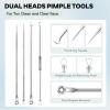FEITA Blackhead Remover Pimple Popper Tool Kit, Comedone Pimple Extractor Acne Tools for Face Nose, Stainless Acne Needle Zit Popping Removal Facials Tool, Silver 4Pcs view 2