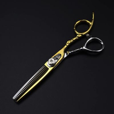 Barber Scissors Hair Cutting Scissors, 6 Inch Professional 440c Steel Gold Scissor Crown Hair Scissors Cutting Barber Haircut Thinning Shears Hairdresser Scissors (Color : Gold, Size : Q)