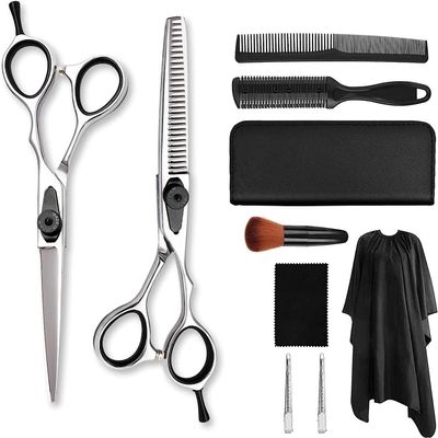 Barber Scissors Set 6.0 Inch Silver Hairdressing Scissors Tool Set Flat Tooth Scissors Bangs Scissors Set Scissors Hairdresser Hairdressing Scissors Boys and Girls Gifts (Size : 10PCS)