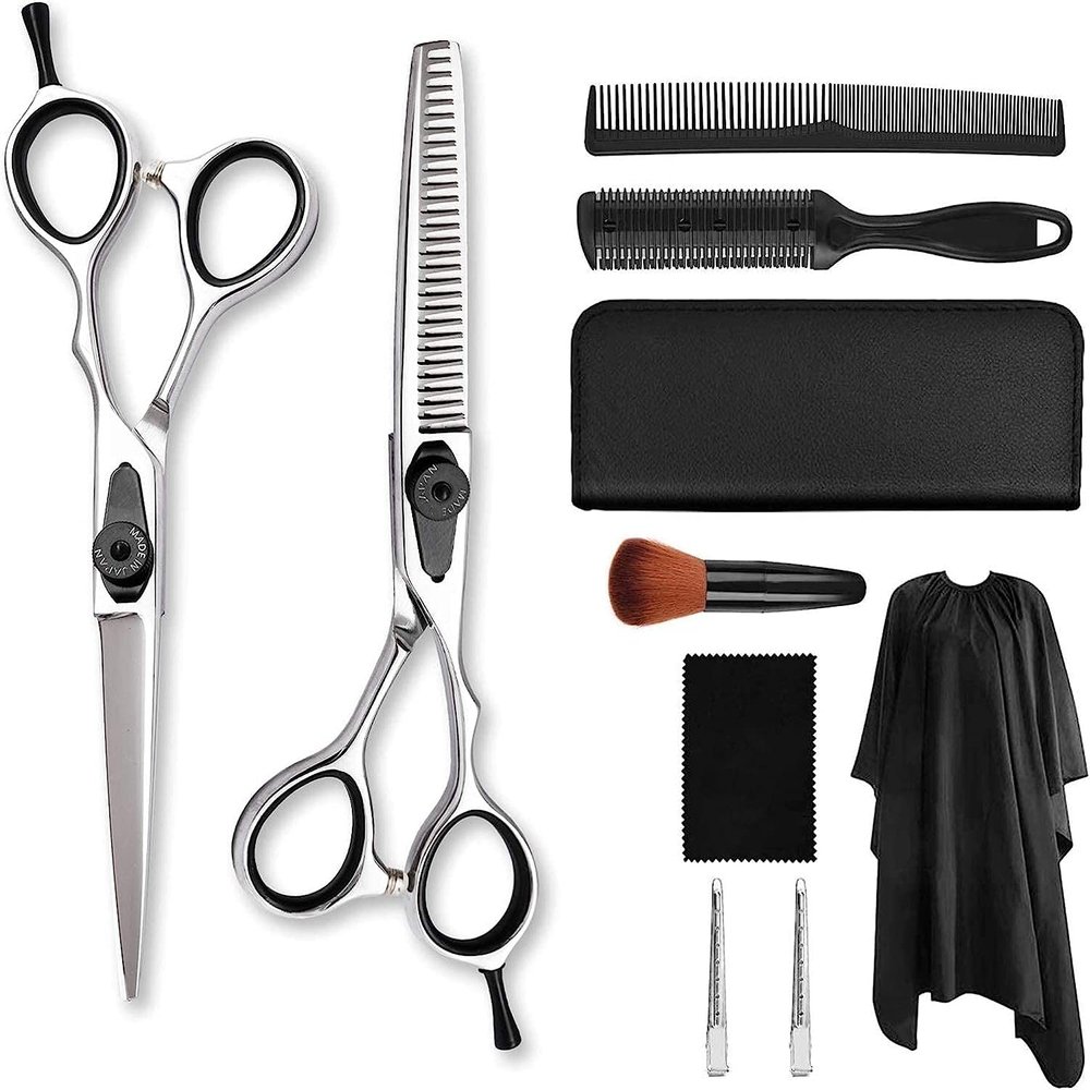 Barber Scissors Set 6.0 Inch Silver Hairdressing Scissors Tool Set Flat Tooth Scissors Bangs Scissors Set Scissors Hairdresser Hairdressing Scissors Boys and Girls Gifts (Size : 10PCS)