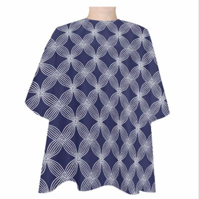 Abstract Navy Flower Barber Cape,Salon Hair Cutting Cape for Women,Men,Kids,Adults,Haircut Cape with Adjustable Elastic Neckline Hairdressing Stylist Cape Accessories Modern Blue Minimalist Geometric