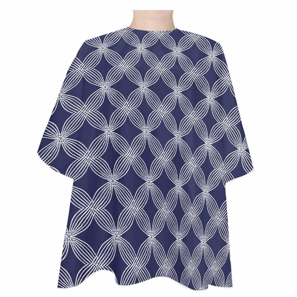 Abstract Navy Flower Barber Cape,Salon Hair Cutting Cape for Women,Men,Kids,Adults,Haircut Cape with Adjustable Elastic Neckline Hairdressing Stylist Cape Accessories Modern Blue Minimalist Geometric