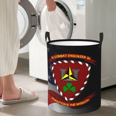 3rd Combat Engineer Battalion Circular Hamper Lasting Organization Bedroom Bathroom Dcor