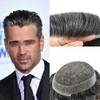 Toupee for Men French Lace Center Poly Skin Around Human Hair System for Men Hair Replacement System Breathable Mens Toupee Durable Hairpiece8"X10"#1B30 Off Black+30% Gray-120% Density view 1