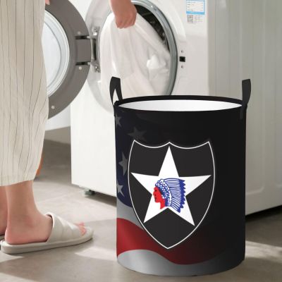 2nd Infantry Division Circular Hamper Lasting Organization Bedroom Bathroom Dcor