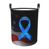 Alopecia Areata Awareness America Flag Blue Ribbon Circular Hamper Lasting Organization Bedroom Bathroom Dcor view 2