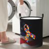 Autism Awareness Ribbon Circular Hamper Lasting Organization Bedroom Bathroom Dcor view 1