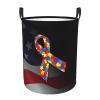 Autism Awareness Ribbon Circular Hamper Lasting Organization Bedroom Bathroom Dcor view 2