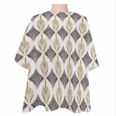 Brown Geometric Leaves Barber Cape,Salon Hair Cutting Cape for Women,Men,Kids,Adults,Haircut Cape with Adjustable Elastic Neckline Hairdressing Stylist Cape Gown Accessories Retro Modern Abstract Grey