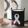 White Ribbon Lung Cancer Awareness Circular Hamper Lasting Organization Bedroom Bathroom Dcor view 1