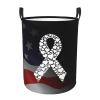 White Ribbon Lung Cancer Awareness Circular Hamper Lasting Organization Bedroom Bathroom Dcor view 2