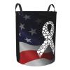 White Ribbon Lung Cancer Awareness Circular Hamper Lasting Organization Bedroom Bathroom Dcor view 3
