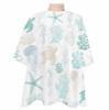 Aqua Teal Coral Barber Cape,Salon Hair Cutting Cape for Women,Men,Kids,Adults,Haircut Cape with Adjustable Elastic Neckline Hairdressing Stylist Cape Accessories Sea Turtle Starfish Shell Seahorse view 1