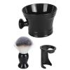 Beard Lathering Brush Stand Bowl 3 in 1 Soft Nylon Hair Quick Dry, Portable Design view 2