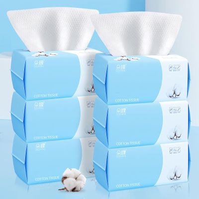 Cotton Facial Dry Wipes 100 Count, Deeply Cleansing Disposable Face Towel Wash Cloth, Multi-Purpose for Skin Care, Make-up Wipes, Face Wipes and Facial Cleansing (6 Pack)