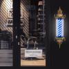 SEANESZTI 35inch Barber Pole Led Light, Barber Pole Retro Style Light, Barber Shop Rotating Light Sign, Rotating Blue & White LED Strips, Wall Mount Rotating Stripes Light, Barber Shop Open Sign view 2