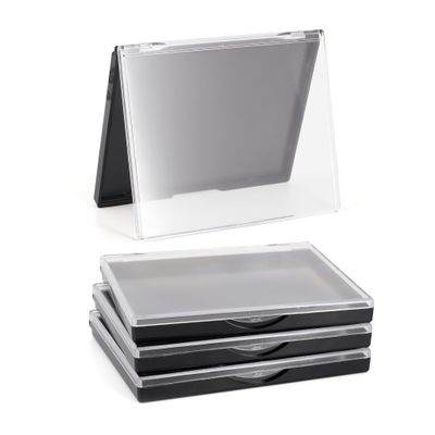 AJLTPA Magnetic Makeup Palette with Clear Top, 3Pack Empty Eyeshadow Pan Dispensing Storage Box with 60Pcs Adhesive Metal Stickers for DIY Cosmetics Lipstick Blush Powder-4.8" x 4"Palette