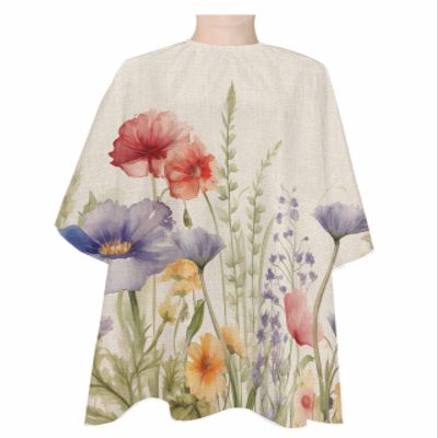 Botanical Wildflower Barber Cape,Salon Hair Cutting Cape for Women,Men,Kids,Adults,Haircut Cape with Adjustable Elastic Neckline Hairdressing Stylist Cape Accessories Vintage Floral Leaves Plant Herb