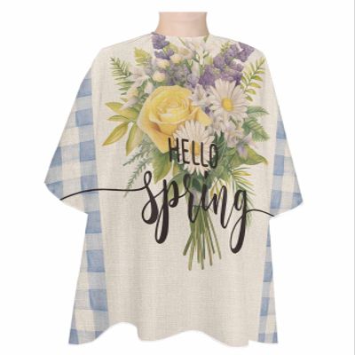 Botanical Flower Barber Cape,Salon Hair Cutting Cape for Women,Men,Kids,Adults,Haircut Cape with Adjustable Elastic Neckline Hairdressing Stylist Cape Gown Accessories Spring Summer Plant Lattice Blue