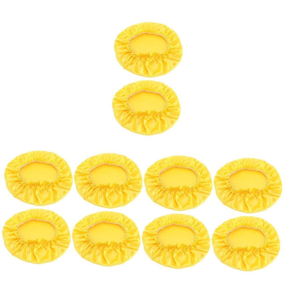 Beaupretty 10pcs Round Lace Beauty Hat for Hair Care Soft Silk Night Sleeping Cap Yellow for Sleeping Face Washing and Hair Moisture Sealing