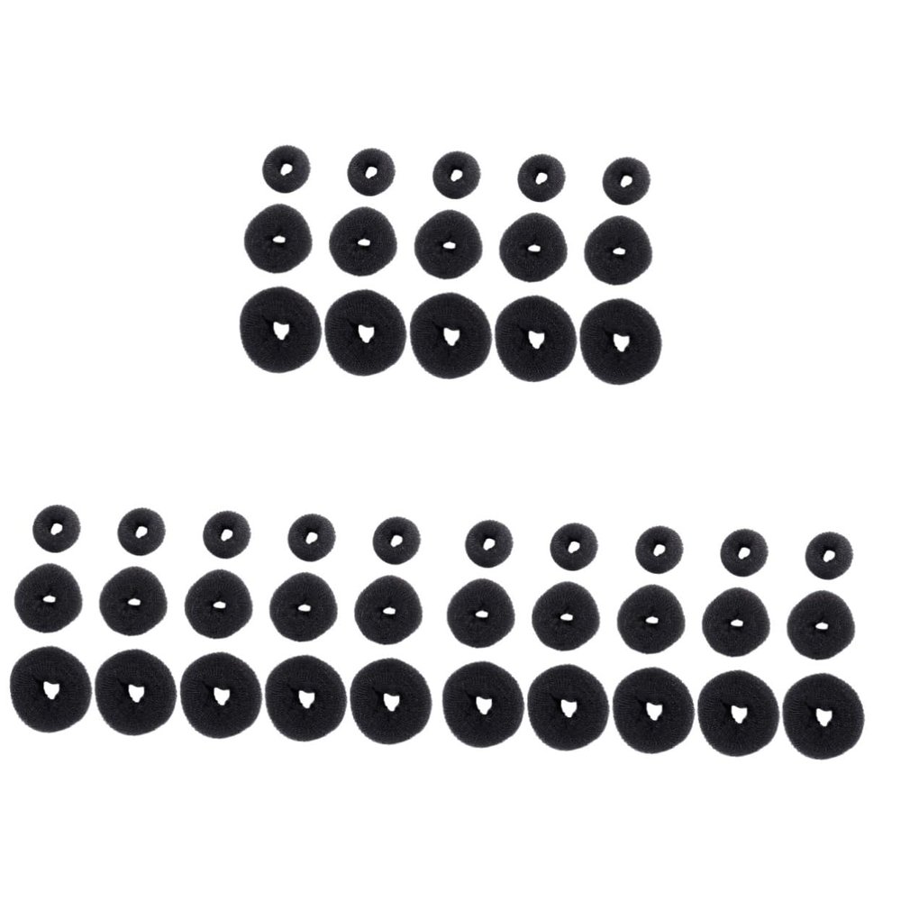 FOMIYES 45pcs Hair Bun Makers Set Invisible Donut Shaper for Effortless Buns Updos Ponytails Suitable for Hair Types Black Small Medium Large