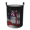 American Flag Breast Cancer Pink Ribbon Awareness Circular Hamper Lasting Organization Bedroom Bathroom Dcor view 2
