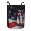 American Flag Breast Cancer Pink Ribbon Awareness Circular Hamper Lasting Organization Bedroom Bathroom Dcor view 3
