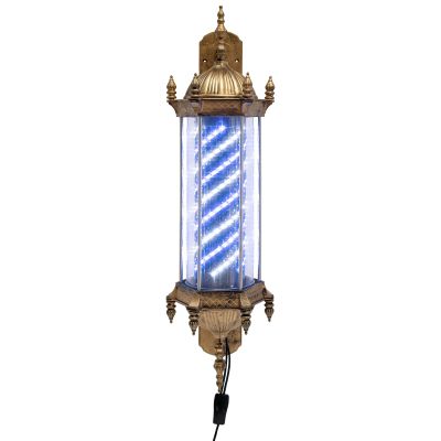 SEANESZTI 35inch Barber Pole Led Light, Barber Shop Open Sign, Barber Pole Retro Style Light, Barber Shop Rotating Light Sign, Rotating Navy Blue & White LED Strips, Wall Mount Rotating Stripes Light