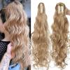 Ponytail Hair Extension Long Wavy Ponytail Extension, 24 Inch Claw Clip Pony Tail Hairpiece Claw Clip in Synthetic Long Wave Ponytail Hair Extainson for Women Girls Ponytail Hairpiece ( Color : Light view 2