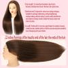 Mannequin Head with 100% Real Hair, 20"Nature Brown Cosmetology Manikin Head Hair Styling Hairdressing Practice Styling Training Doll Heads with Clamp Holder clips and comb view 4