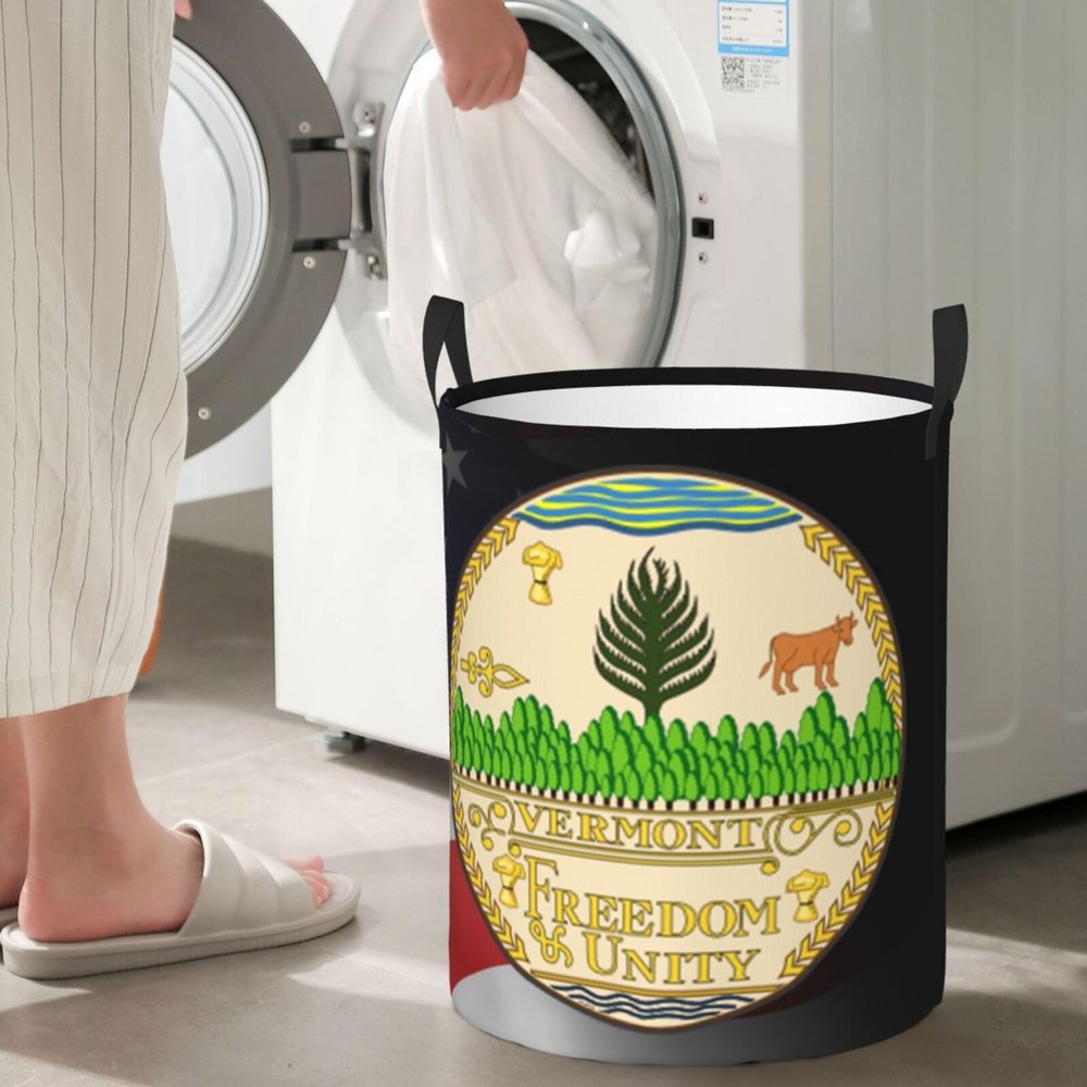 State Seal Of Vermont Circular Hamper Lasting Organization Bedroom Bathroom Dcor
