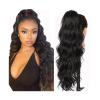Ponytail Hair Extension Body Wave Ponytail Hairpieces Brazilian Human Hair Clip in Wave Curly Ponytail Extensions, Natural Black Drawstring Ponytail Extension for Women Ponytail Hairpiece (Size : 10i view 1