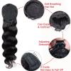 Ponytail Hair Extension Body Wave Ponytail Hairpieces Brazilian Human Hair Clip in Wave Curly Ponytail Extensions, Natural Black Drawstring Ponytail Extension for Women Ponytail Hairpiece (Size : 10i view 3