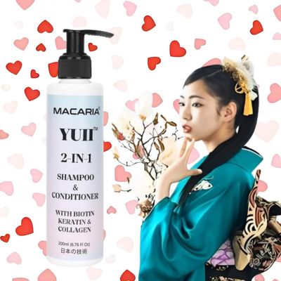 MACARIA Yuii Biotin Keratin Collagen Hair Shampoo Conditioner 2 in 1 Anti-Hair Fall, Anti-Dandruff Thickening and Growth Support Best Hair Care for Women And Men Sulfate Free by Japanese Technology