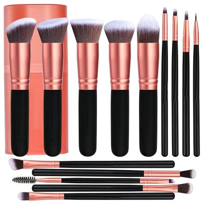 DEJJYYYZ Makeup Brush Set 14PCS Makeup Brush Set With Storage Bag Makeup Brush Foundation Blending Cosmetic Brush Kit for Face and Eyes (Color : B, Size : O)