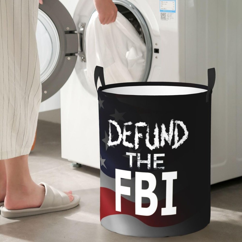 Abolish Defund The Fbi Circular Hamper Lasting Organization Bedroom Bathroom Dcor
