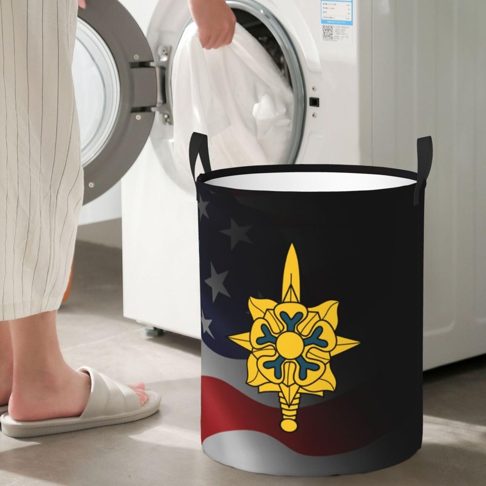 Branch Insignia Of The Military Intelligence Corps Circular Hamper Lasting Organization Bedroom Bathroom Dcor