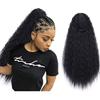 Remanbo Horse-Hair Wig Corn Ponytail Curly for Woman 22inch High Temperature Fiber Machine Made for Hair Loss (Black) view 2