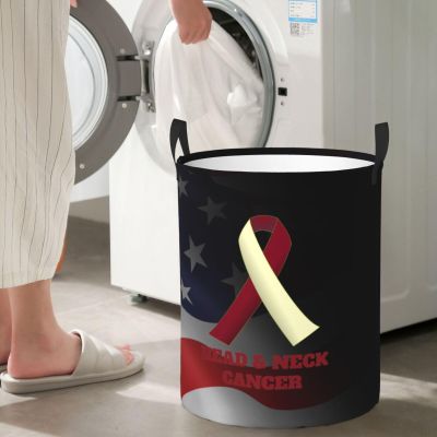 Head And Neck Cancer Awareness Circular Hamper Lasting Organization Bedroom Bathroom Dcor