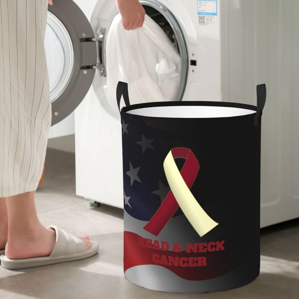 Head And Neck Cancer Awareness Circular Hamper Lasting Organization Bedroom Bathroom Dcor