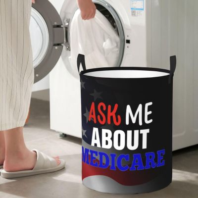 Ask Me About Medicare Circular Hamper Lasting Organization Bedroom Bathroom Dcor