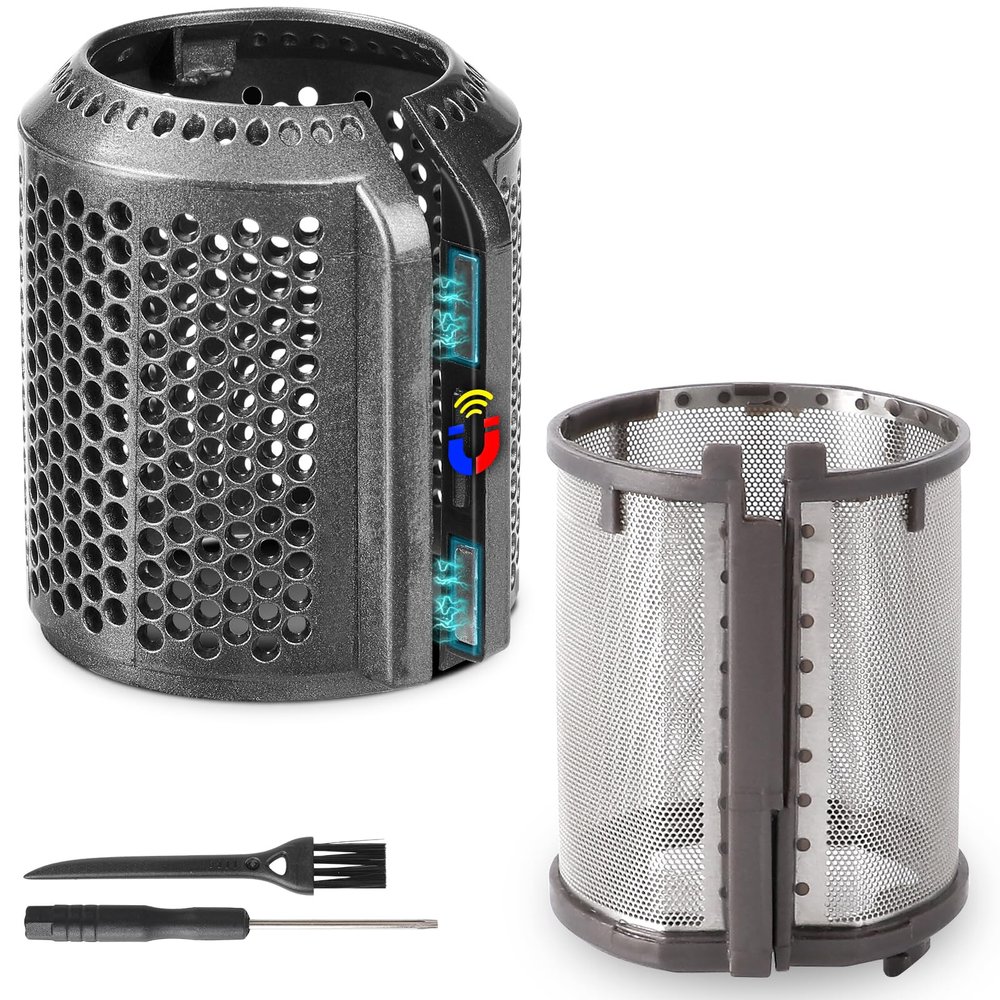 Magnetic Hair Dryer Filter Cover + Inner Filter Compatible with Dyson Supersonic HD01 HD03 HD08 HD15 Hair Dryer Replacement Parts, Hair Dryer Outer Filter Repair Accessories (Metallic Gray)