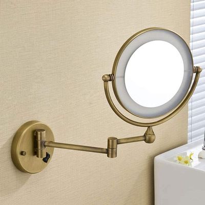 LLMTYO Vanity Mirror, Makeup Mirror Vanity Mirror Wall Mounted Mirror,Antique Bathroom LED Makeup Mirror Folding Retractable Vanity Mirror Double-Sided Magnifying Beauty Mirror with Light Cosmetic