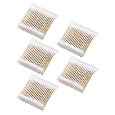 homeemoh 500 Count Double-Ended Cotton Swabs, Disposable Cotton Buds Cleaning Swabs for Personal Care and Make up Use (5 Pack, 100pcs/pack)