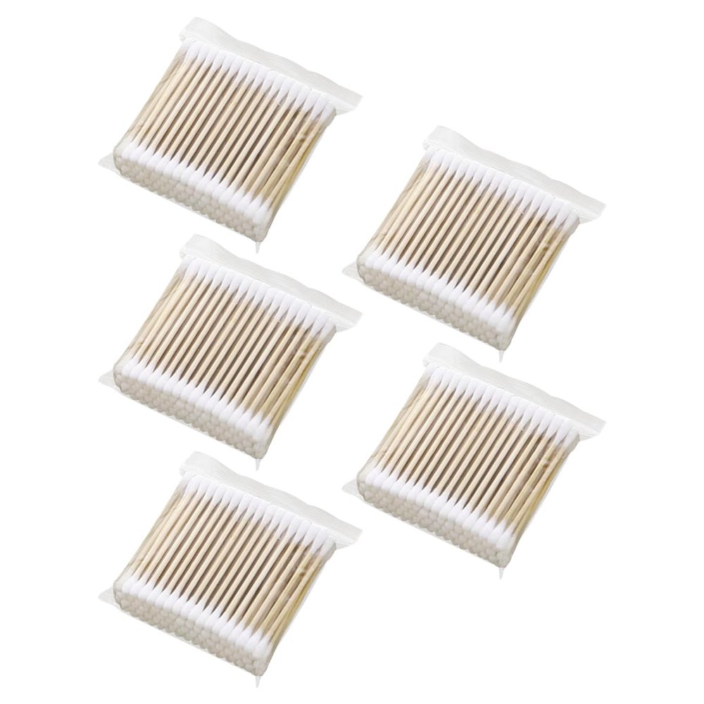 homeemoh 500 Count Double-Ended Cotton Swabs, Disposable Cotton Buds Cleaning Swabs for Personal Care and Make up Use (5 Pack, 100pcs/pack)
