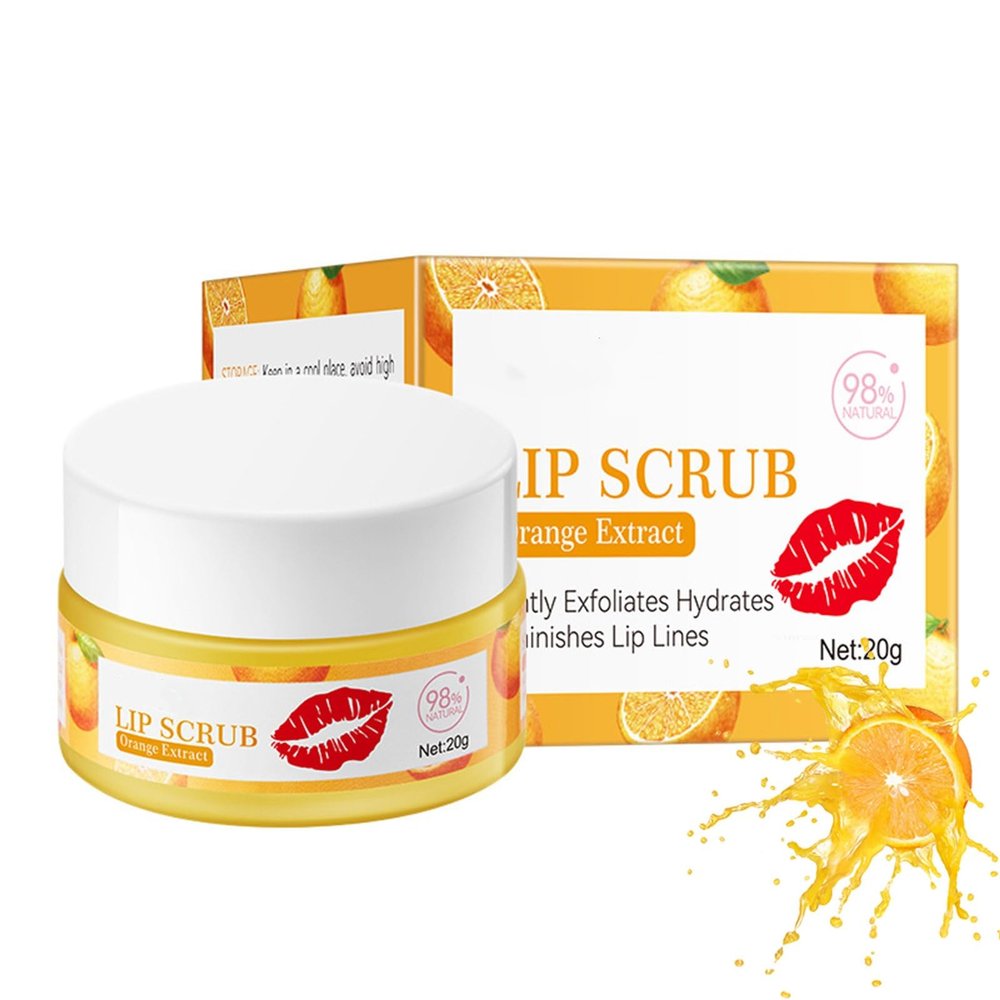 Nourishing Orange Lip Scrub,Lip Exfoliator Scrub for dark lips to lighten, Glow uscious Lips,Lip Moisturizer for Dry Chapped Cracked Peel Lips Repair (Orange + VC)