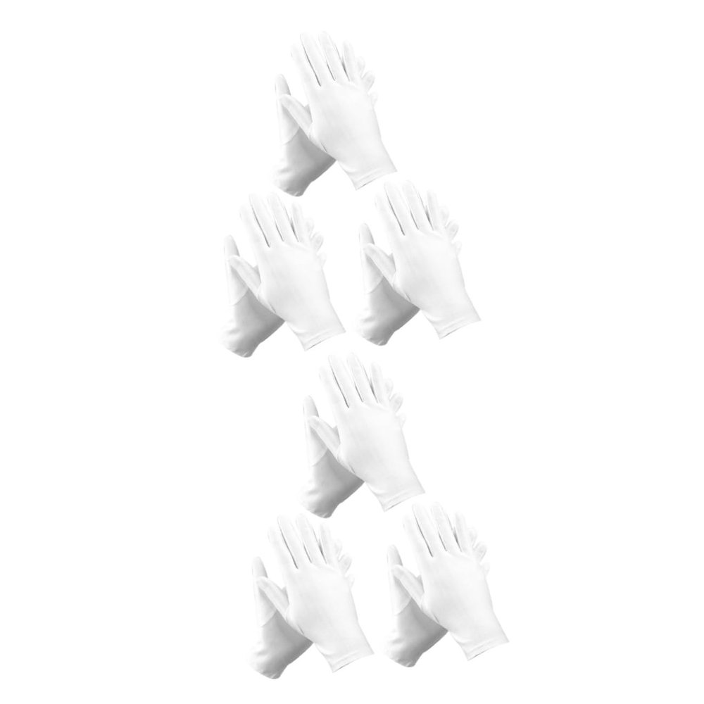 Angoily 6pairs Stretchy Elastic Spandex Gloves for Jewelry Inspection Etiquette and Performance Comfortable White Gloves for Shop and Art Handling