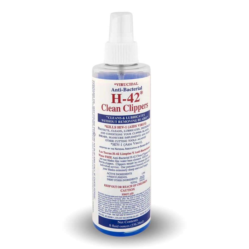 Skin Revolution H-42 Clipper Blade Cleaner Waterless Clipper Cleaner for Barbers, Anti-Rust Formula for Clippers and Trimmers, Cleans and Cools Blades, 8oz Bottle